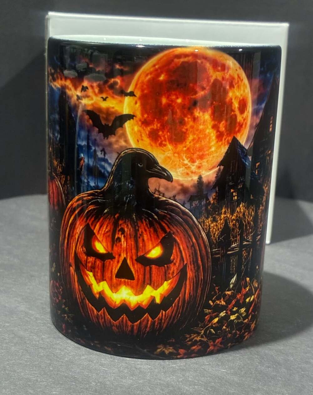 Halloween Pumpkin Mug Spooky Haunted House Jack-O'-Lantern